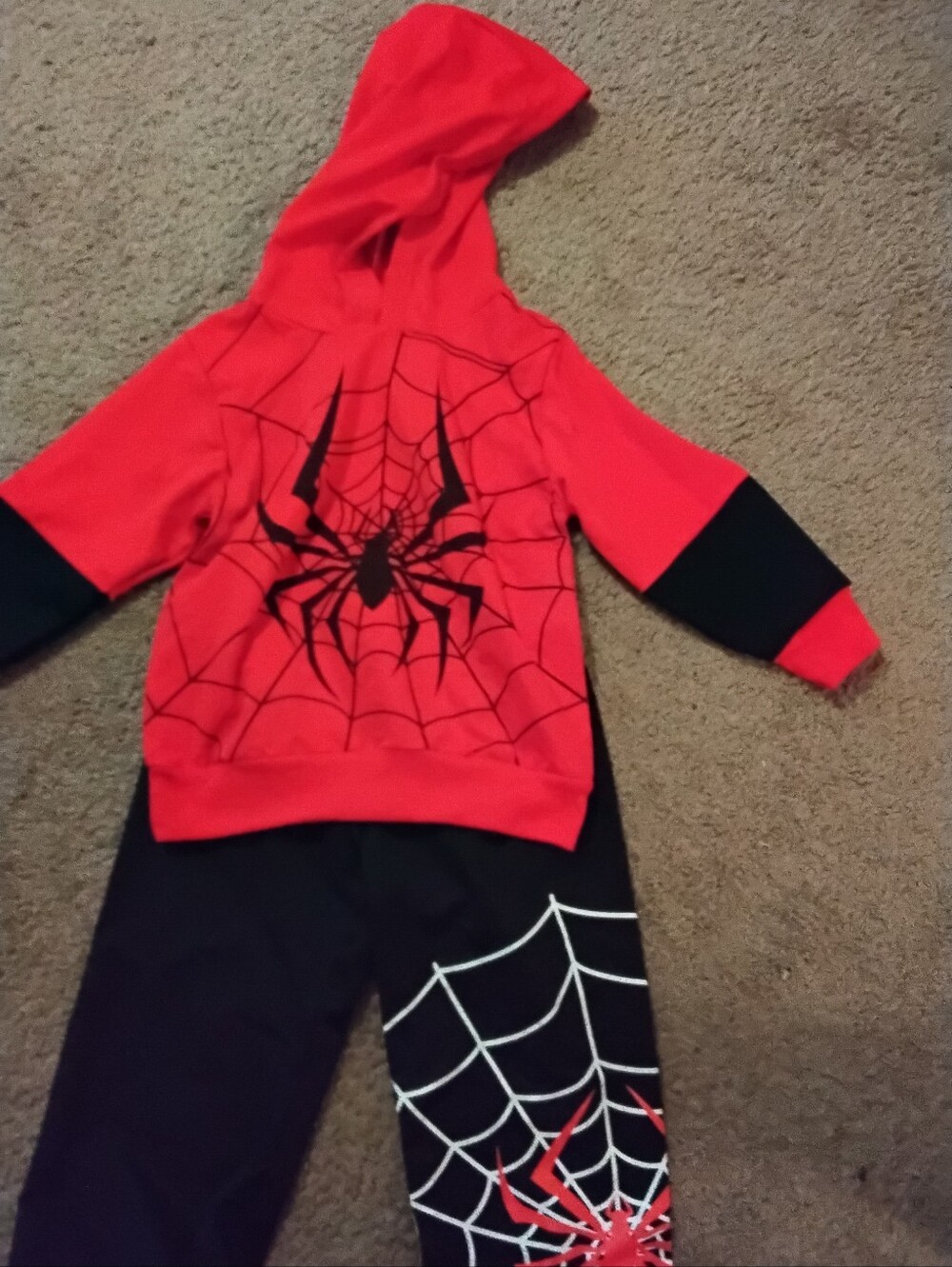Unknown Spiderman Boys Outfit Hoodie And Pants Size 110 Red And Black